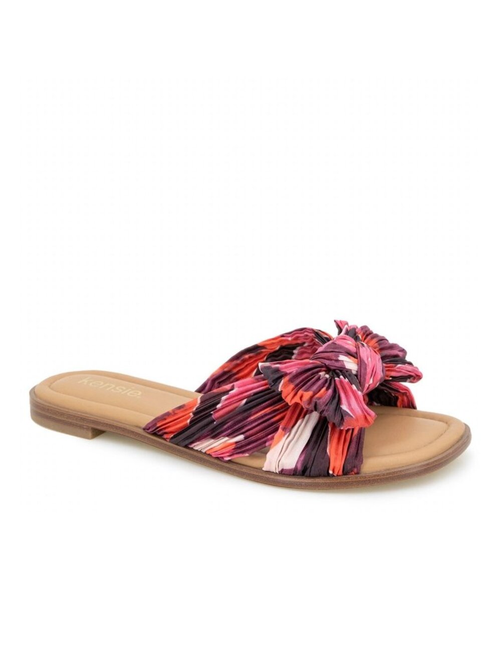 Kensie Renata 2 slide sandals featuring a fabric upper with a bow detail 7.5